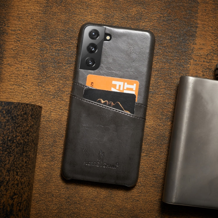 Fierre Shann Oil Wax Texture Leather Back Cover Case, For Samsung Galaxy S21 5G, For Samsung Galaxy S21+ 5G, For Samsung Galaxy S21 Ultra 5G