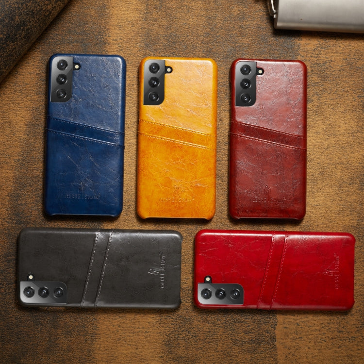 Fierre Shann Oil Wax Texture Leather Back Cover Case, For Samsung Galaxy S21 5G, For Samsung Galaxy S21+ 5G, For Samsung Galaxy S21 Ultra 5G