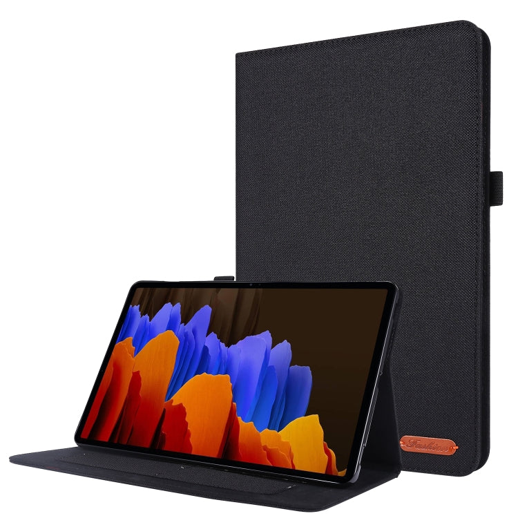 Horizontal Flip TPU + Fabric PU Leather Protective Case with Name Card Clip