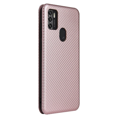 Carbon Fiber Texture Magnetic Horizontal Flip TPU + PC + PU Leather Case with Card Slot, For ZTE Blade A7s 2020