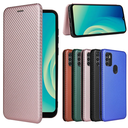 Carbon Fiber Texture Magnetic Horizontal Flip TPU + PC + PU Leather Case with Card Slot, For ZTE Blade A7s 2020
