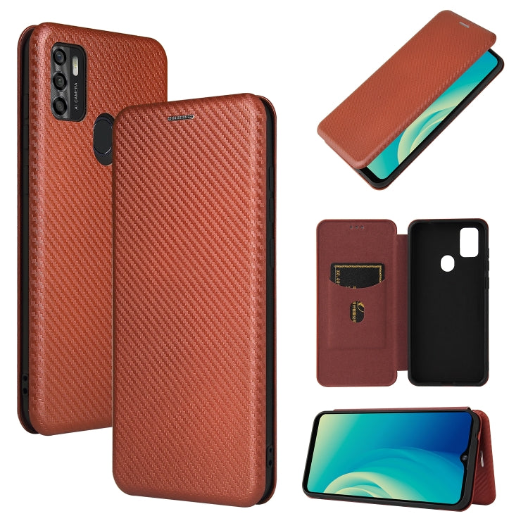Carbon Fiber Texture Magnetic Horizontal Flip TPU + PC + PU Leather Case with Card Slot, For ZTE Blade A7s 2020