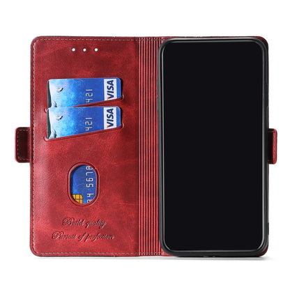 Retro Texture Contrast Color Side Buckle Horizontal Flip Leather Case with Holder & Card Slots & Wallet