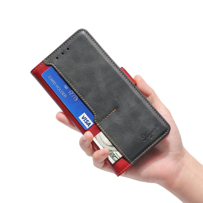 Retro Texture Contrast Color Side Buckle Horizontal Flip Leather Case with Holder & Card Slots & Wallet