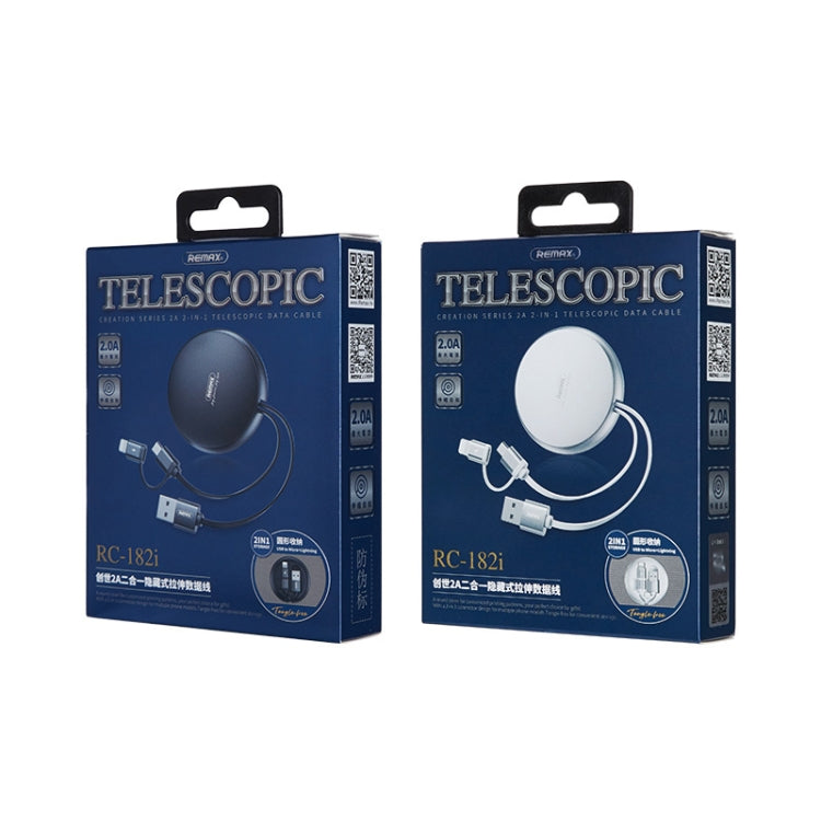 Remax 2A 2 In 1 Creation Series Telescopic Charging Data Cable, Length: 90cm, 8 Pin