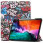 Colored Drawing Horizontal Flip TPU + PU Leather Case with Three-folding Holder & Sleep / Wake-up Function & Pen Slot, For iPad Pro 12.9 2022 / 2021