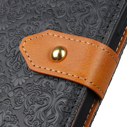 European Floral Embossed Copper Buckle Horizontal Flip PU Leather Case with Holder & Card Slots & Wallet & Photo Frame