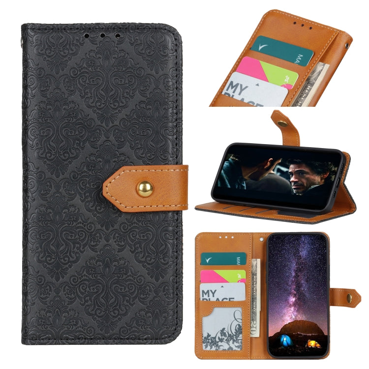 European Floral Embossed Copper Buckle Horizontal Flip PU Leather Case with Holder & Card Slots & Wallet & Photo Frame