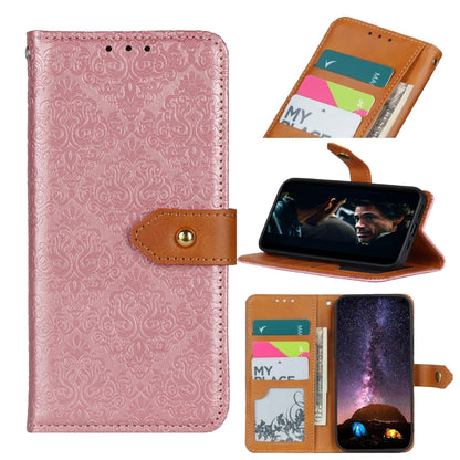 European Floral Embossed Copper Buckle Horizontal Flip PU Leather Case with Holder & Card Slots & Wallet & Photo Frame