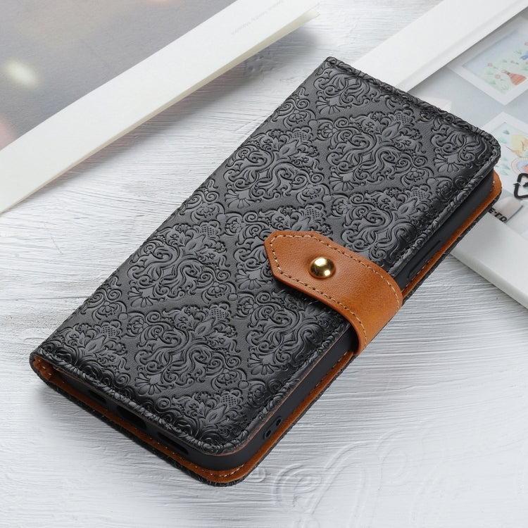 European Floral Embossed Copper Buckle Horizontal Flip PU Leather Case with Holder & Card Slots & Wallet & Photo Frame