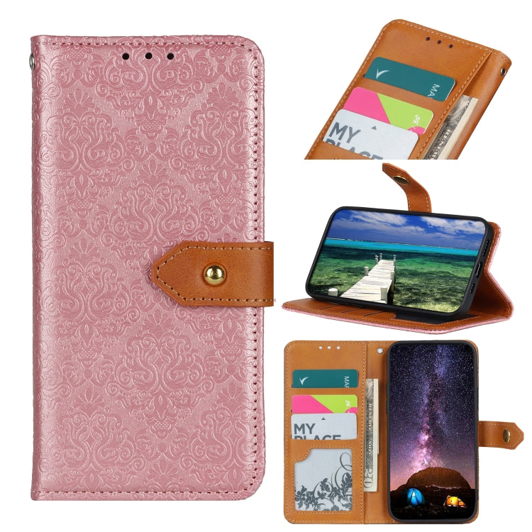 European Floral Embossed Copper Buckle Horizontal Flip PU Leather Case with Holder & Card Slots & Wallet & Photo Frame