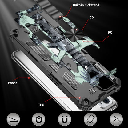 Camouflage Armor Shockproof TPU + PC Magnetic Protective Case with Holder