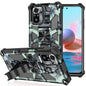 Camouflage Armor Shockproof TPU + PC Magnetic Protective Case with Holder, For Xiaomi Redmi Note 10