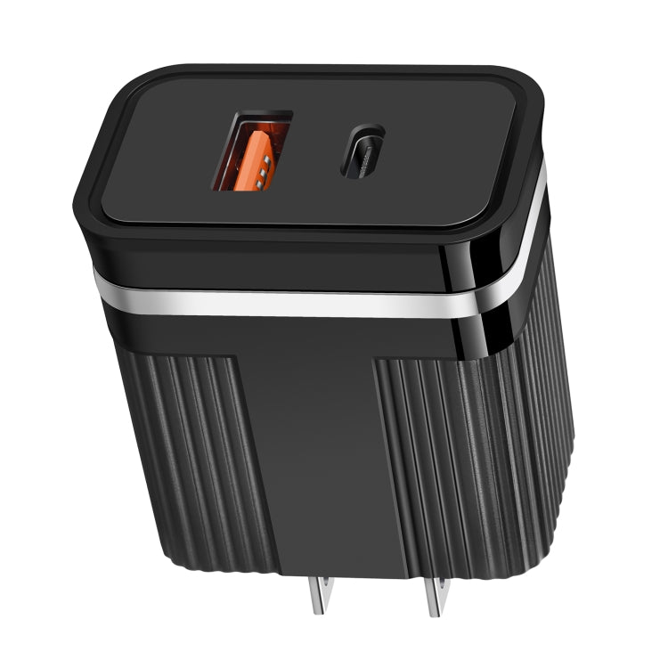 RSY USB + USB-C / Type-C Dual Ports Fast Charging Travel Charger,, US Plug, EU Plug