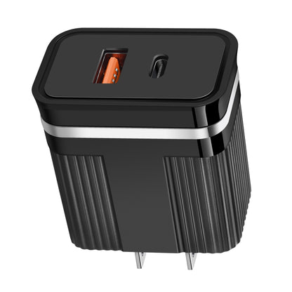 RSY USB + USB-C / Type-C Dual Ports Fast Charging Travel Charger,, US Plug, EU Plug