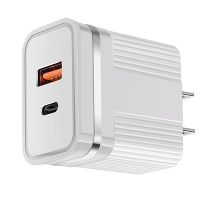 RSY USB + USB-C / Type-C Dual Ports Fast Charging Travel Charger,, US Plug, EU Plug