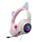 AKZ-022 USB + 3.5mm Port Cat Ear Design Foldable LED Headset with Mic