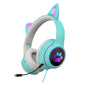 AKZ-022 USB + 3.5mm Port Cat Ear Design Foldable LED Headset with Mic