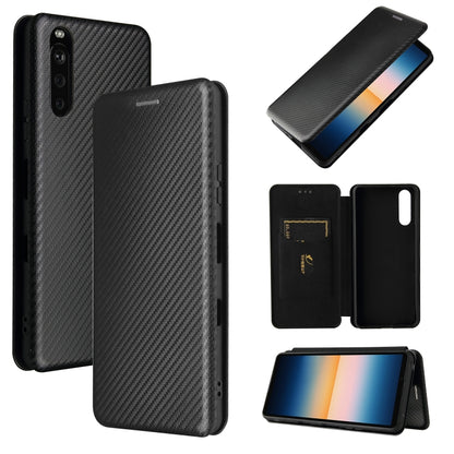 Carbon Fiber Texture Magnetic Horizontal Flip TPU + PC + PU Leather Case with Card Slot