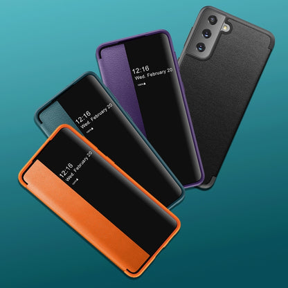 Magnetic Side Window View Shockproof Horizontal Flip Leather Case, For Samsung Galaxy S21 5G, For Samsung Galaxy S21+ 5G, For Samsung Galaxy S21 Ultra 5G, For Samsung Galaxy A12, For Samsung Galaxy S20 FE