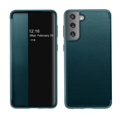 Magnetic Side Window View Shockproof Horizontal Flip Leather Case, For Samsung Galaxy S21 5G, For Samsung Galaxy S21+ 5G, For Samsung Galaxy S21 Ultra 5G, For Samsung Galaxy A12, For Samsung Galaxy S20 FE