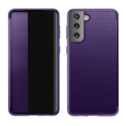 Magnetic Side Window View Shockproof Horizontal Flip Leather Case, For Samsung Galaxy S21 5G, For Samsung Galaxy S21+ 5G, For Samsung Galaxy S21 Ultra 5G, For Samsung Galaxy A12, For Samsung Galaxy S20 FE