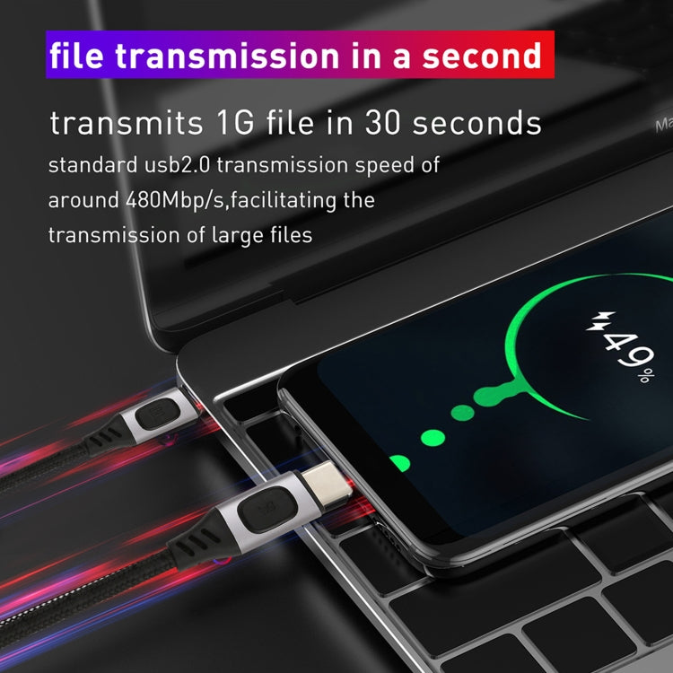 100W 5A USB-C / Type-C Male to USB-C / Type-C Male PD Fast Charging Braided Data Cable