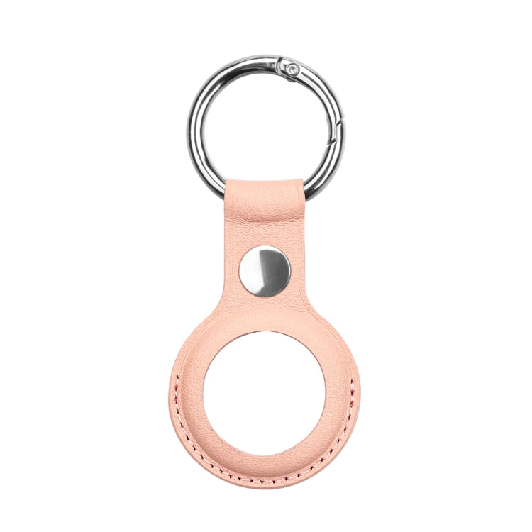 Anti-scratch Top-layer Cowhide Leather Case Cover with Switchable Keychain Ring for AirTag