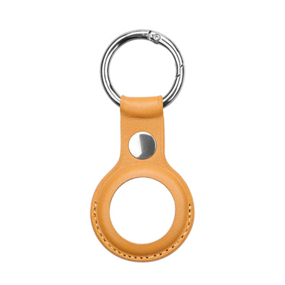 Anti-scratch Top-layer Cowhide Leather Case Cover with Switchable Keychain Ring for AirTag