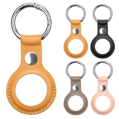 Anti-scratch Top-layer Cowhide Leather Case Cover with Switchable Keychain Ring for AirTag