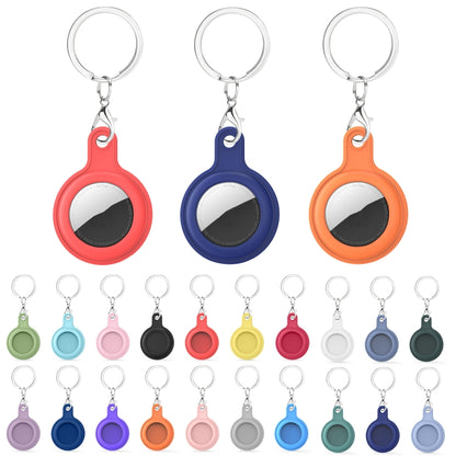 Gel Leather Case Cover with Switchable Keychain Ring for AirTag 2nd Gen / AirTag 1st Gen