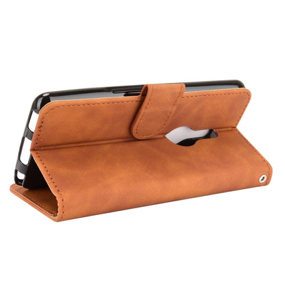 Solid Color Skin Feel Magnetic Buckle Horizontal Flip Calf Texture PU Leather Case with Holder & Card Slots & Wallet