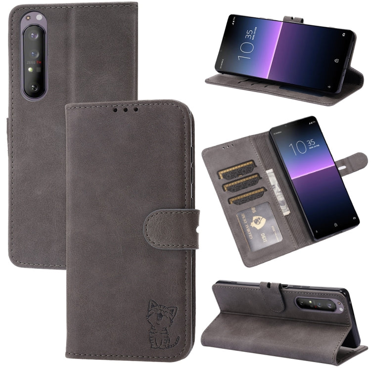 Embossed Happy Cat Pattern Horizontal Flip Leather Case with Holder & Card Slots & Wallet