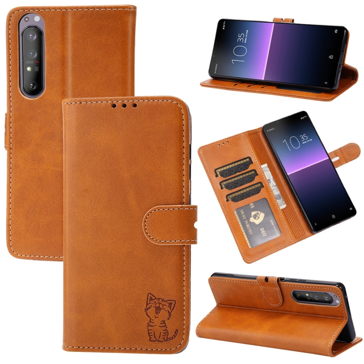 Embossed Happy Cat Pattern Horizontal Flip Leather Case with Holder & Card Slots & Wallet