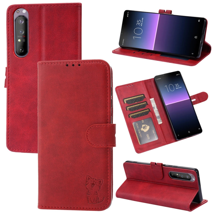 Embossed Happy Cat Pattern Horizontal Flip Leather Case with Holder & Card Slots & Wallet