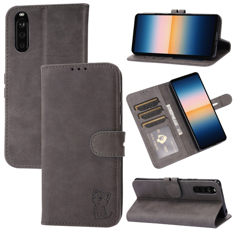 Embossed Happy Cat Pattern Horizontal Flip Leather Case with Holder & Card Slots & Wallet