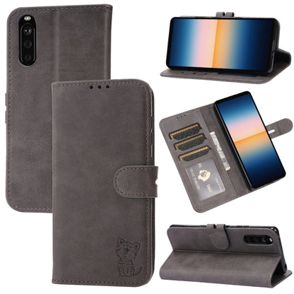 Embossed Happy Cat Pattern Horizontal Flip Leather Case with Holder & Card Slots & Wallet
