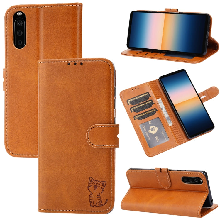 Embossed Happy Cat Pattern Horizontal Flip Leather Case with Holder & Card Slots & Wallet