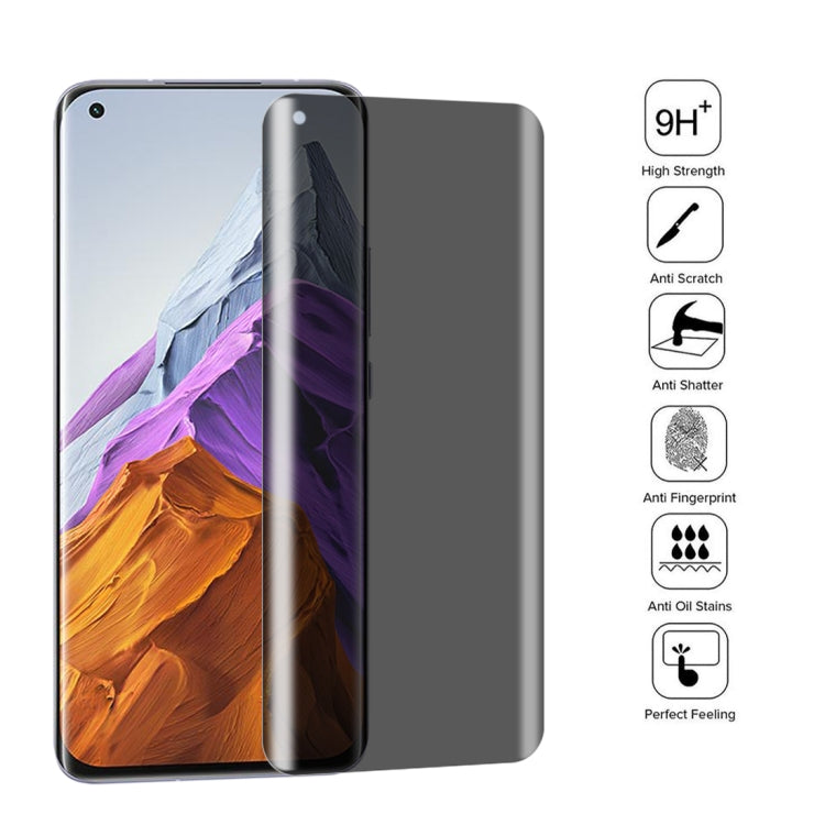 For OnePlus 9 Pro No Fingerprint Unlock 0.3mm 9H Surface Hardness 3D Curved Surface Privacy Glass Film