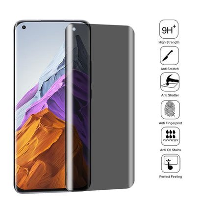 For OnePlus 9 Pro No Fingerprint Unlock 0.3mm 9H Surface Hardness 3D Curved Surface Privacy Glass Film