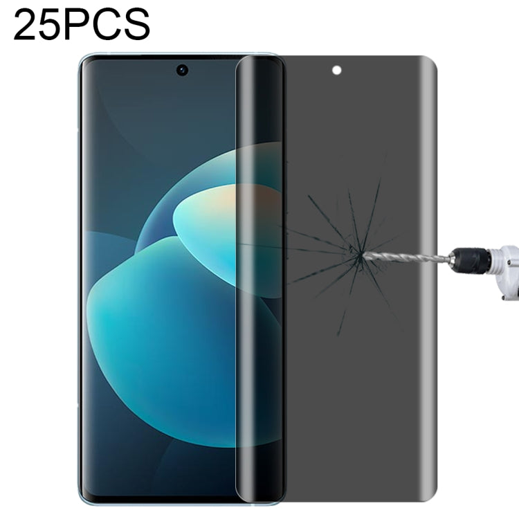 For OnePlus 9 Pro No Fingerprint Unlock 25pcs 0.3mm 9H Surface Hardness 3D Curved Surface Privacy Glass Film
