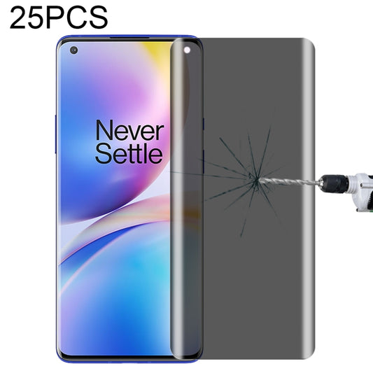 For OnePlus 9 Pro No Fingerprint Unlock 25pcs 0.3mm 9H Surface Hardness 3D Curved Surface Privacy Glass Film