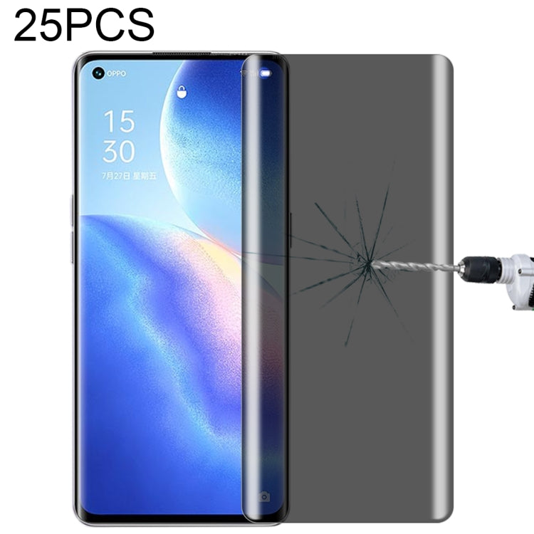 For OnePlus 9 Pro No Fingerprint Unlock 25pcs 0.3mm 9H Surface Hardness 3D Curved Surface Privacy Glass Film