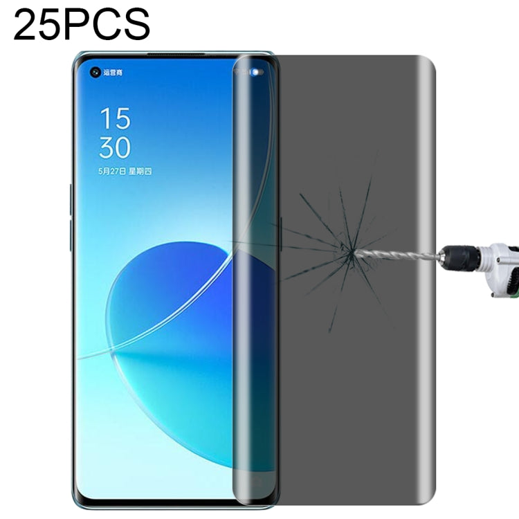 For OnePlus 9 Pro No Fingerprint Unlock 25pcs 0.3mm 9H Surface Hardness 3D Curved Surface Privacy Glass Film