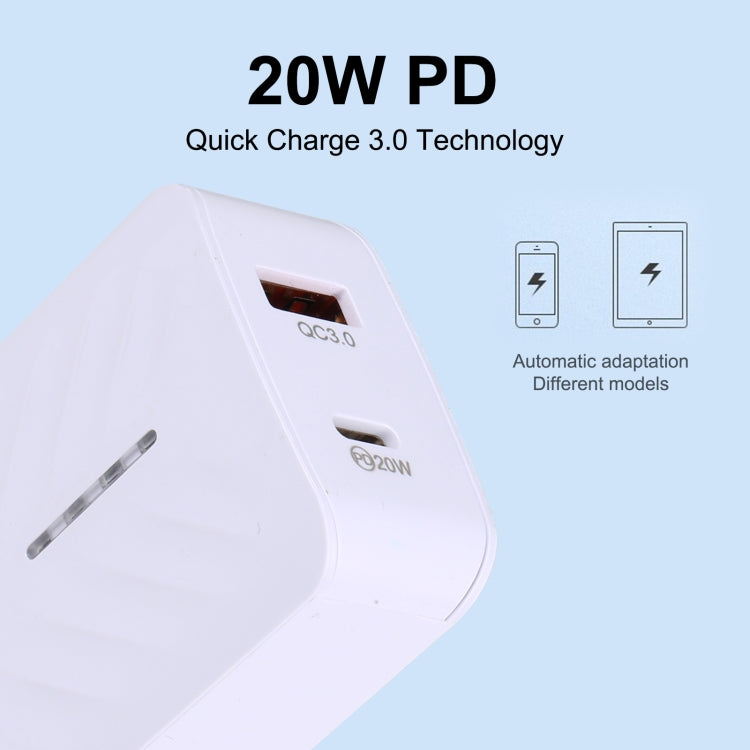 LZ-822A+C PD 20W USB-C / Type-C + QC 3.0 USB Fast Travel Charger,, US Plug, EU Plug