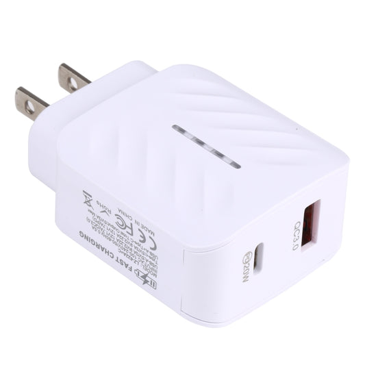 LZ-822A+C PD 20W USB-C / Type-C + QC 3.0 USB Fast Travel Charger,, US Plug, EU Plug