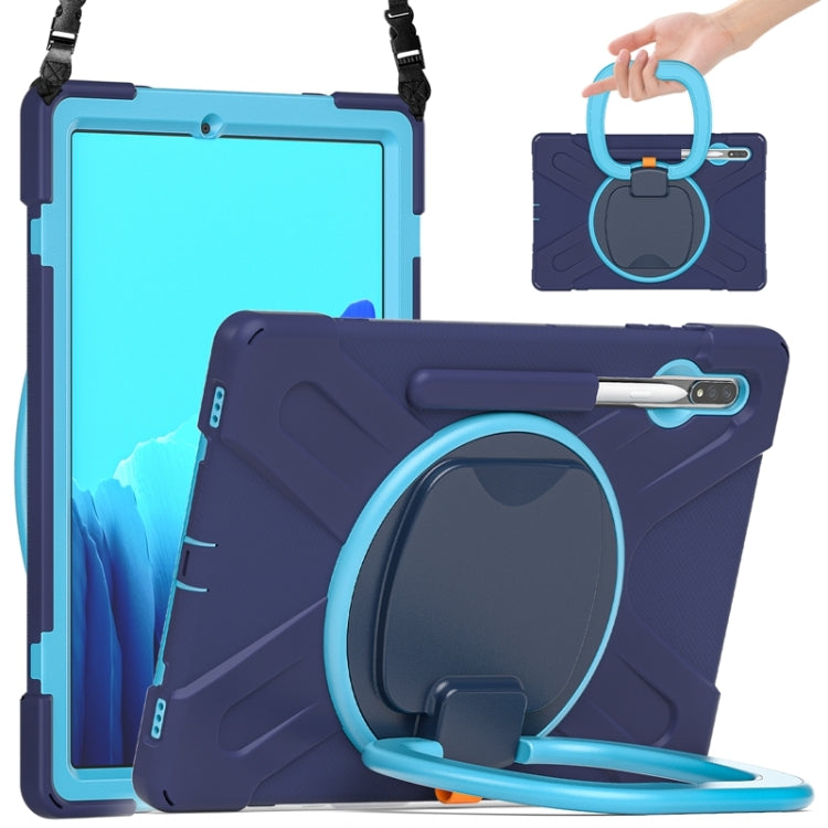 Silicone + PC Protective Case with Holder & Shoulder Strap, For Samsung Galaxy Tab S8+ / Tab S8 Plus /  Tab S7 FE / Tab S7+ T970/T975