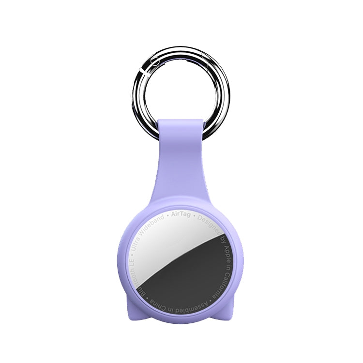 Anti-scratch Shockproof Silicone Protective Cover Case with Keychain Hook Loop For AirTag 2nd Gen / AirTag 1st Gen, Cat Ear