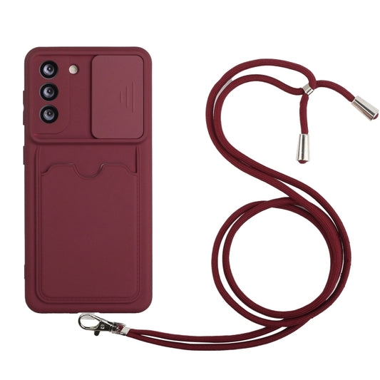 Sliding Camera Cover Design TPU Protective Case with Card Slot & Neck Lanyard