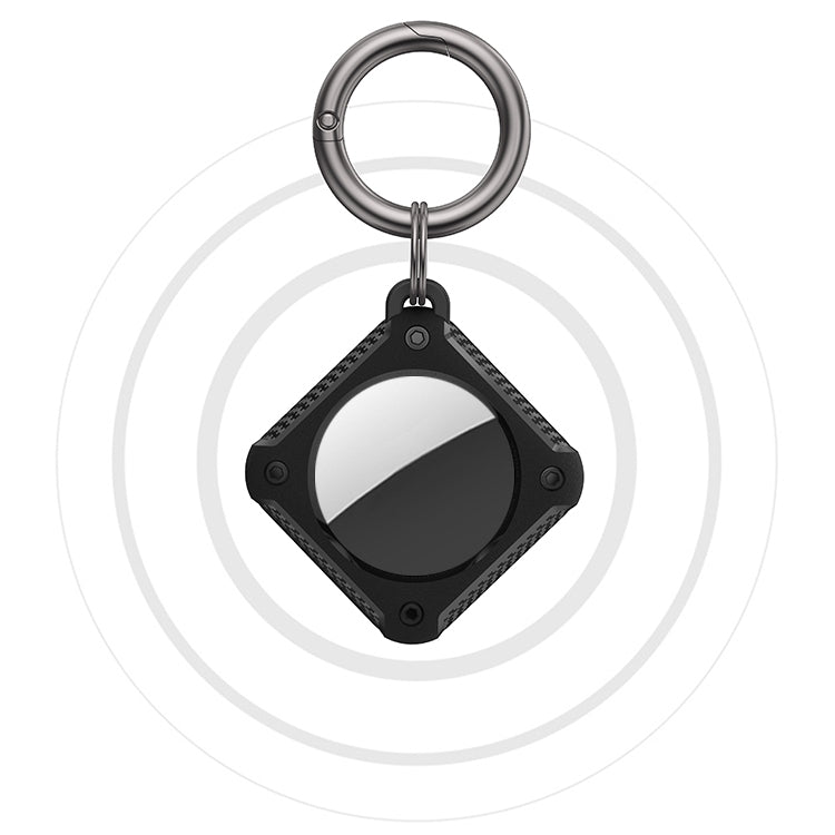 Armor Square Carbon Fiber Case with Keychain Ring for AirTag